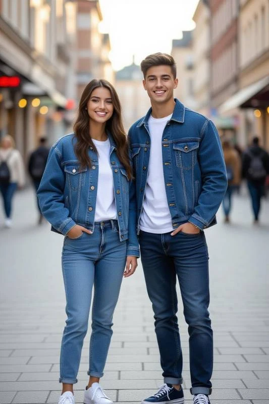 Detailed close-up of custom raw denim jeans, highlighting the quality stitching and fabric texture.