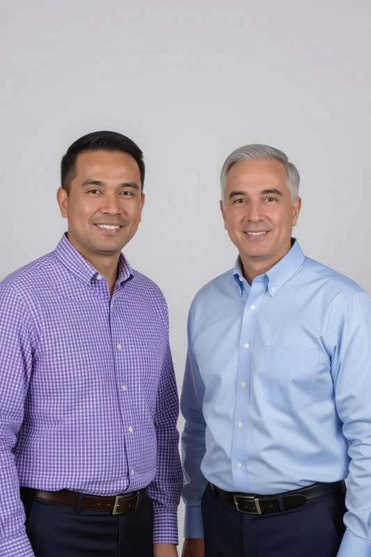 Perfectly tailored custom formal shirts displayed on mannequins, showcasing our expertise in men's formalwear.